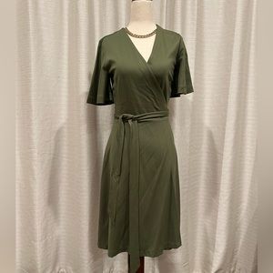 ANN TAYLOR, Green Wrap Dress, Olive dress, size 4